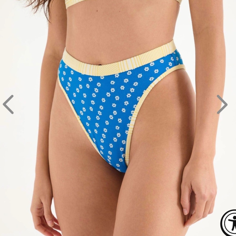 ONEONE Blue Floral High-Waisted Bikini Bottom | gaby bottom freeport